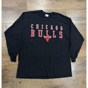 Vintage 90s Chicago Bulls Long Sleeve Tee Made In USA Single Stitch Black Red XL
